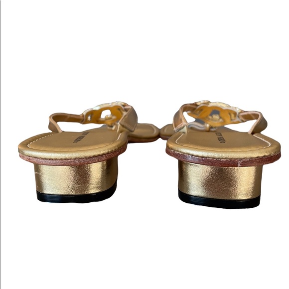 Athena Alexander Gold Sandals with sparkle rhinestone decoration in front. - Picture 8 of 13